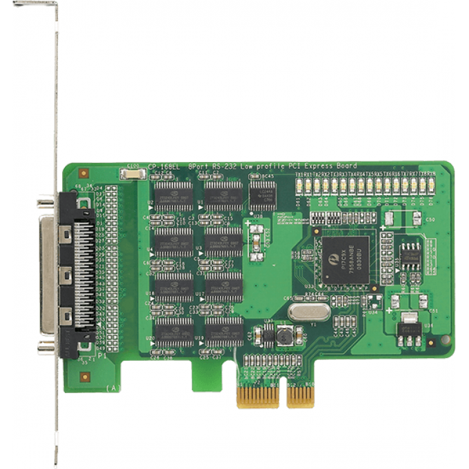 8-портовая плата RS-232 для шины PCI Express без кабеля, MOXA 64х102 Бескорпусное исполнение CP-168EL-A