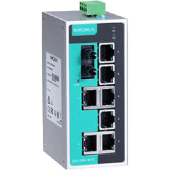 MOXA EDS-208A-MM-ST-T Неуправляемый компактный коммутатор 6 x 10/100BaseTX, 2 x 100BaseFX (многомодовое оптоволокно) в металлическом корпусе, разъем ST, с расширенным диапазоном температур (00-06062754) 0,28 MOXA EDS-208A-MM-ST-T Неуправляемый компактный коммутатор 6 x 10/100BaseTX, 2 x 100BaseFX (многомодовое оптоволокно) в металлическом корпусе, разъем ST, с расширенным диапазоном температур (00-06062754) 0,28
