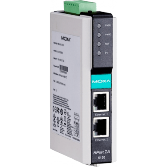 NPort IA-5150-T 1-портовый преобразователь RS-232/422/485 в Ethernet с расширенным диапазоном температур MOXA 0,36 NPORT-IA-5150-T
