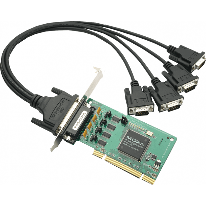 4-портовая плата RS-232 для шины Universal PCI без кабеля, -40/+85 °C, MOXA 64х120 Бескорпусное исполнение POS-104UL-T